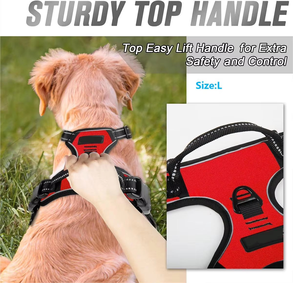 No Pull Dog Harness Front Clip Heavy Duty Reflective Easy Control Handle for Large Dog Walking